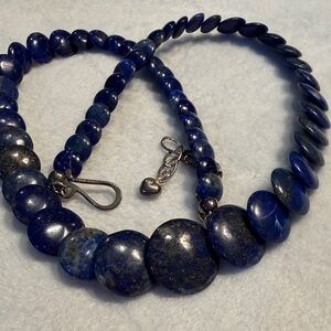 ✨✨ Jay King Lapis Lazuli Graduated Statement Necklace – Sterling Silver – (212)